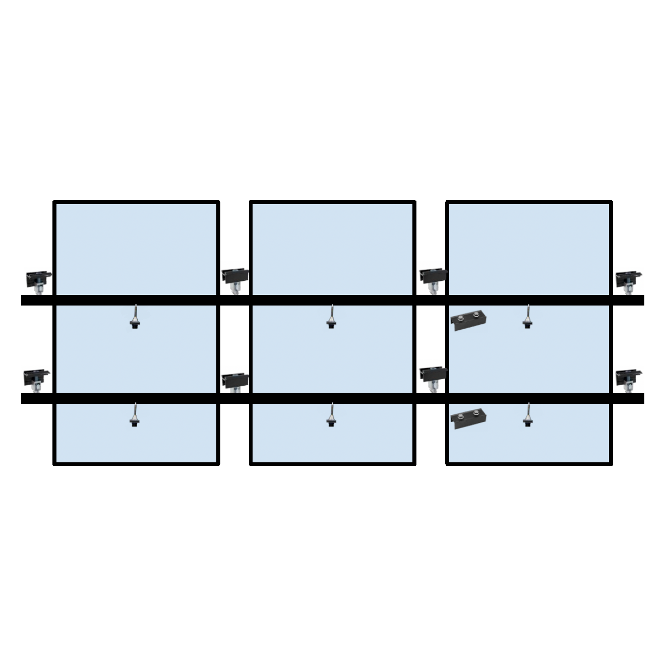 3 x Solar panel mounting kit (portrait)